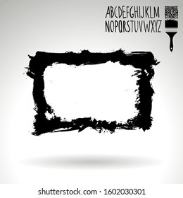 Black brush stroke and texture. Grunge vector abstract hand - painted element. Underline and border design.