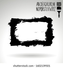 Black brush stroke and texture. Grunge vector abstract hand - painted element. Underline and border design.
