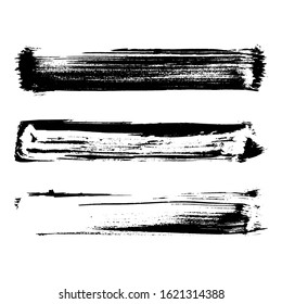 Black brush stroke and texture. Grunge vector abstract hand - painted element. Underline and border design.