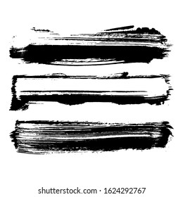 Black brush stroke and texture. Grunge vector abstract hand - painted element. Underline and border design.