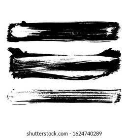 Black brush stroke and texture. Grunge vector abstract hand - painted element. Underline and border design.