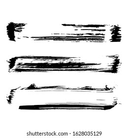 Black brush stroke and texture. Grunge vector abstract hand - painted element. Underline and border design.