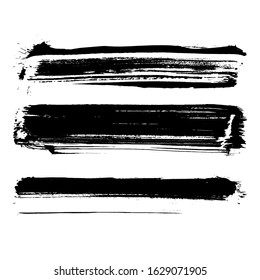 Black brush stroke and texture. Grunge vector abstract hand - painted element. Underline and border design.