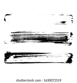 Black brush stroke and texture. Grunge vector abstract hand - painted element. Underline and border design.