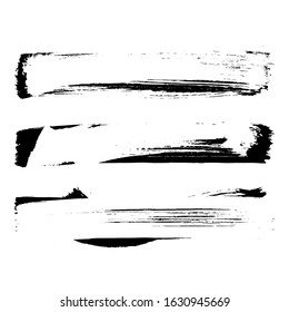 Black brush stroke and texture. Grunge vector abstract hand - painted element. Underline and border design.