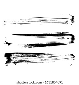 Black brush stroke and texture. Grunge vector abstract hand - painted element. Underline and border design.