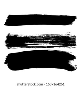 Black brush stroke and texture. Grunge vector abstract hand - painted element. Underline and border design.