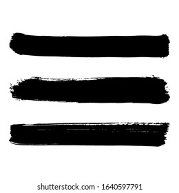 Black brush stroke and texture. Grunge vector abstract hand - painted element. Underline and border design.