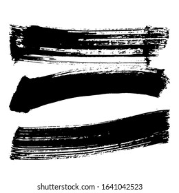 Black brush stroke and texture. Grunge vector abstract hand - painted element. Underline and border design.
