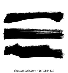 Black brush stroke and texture. Grunge vector abstract hand - painted element. Underline and border design.