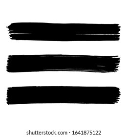 Black brush stroke and texture. Grunge vector abstract hand - painted element. Underline and border design.