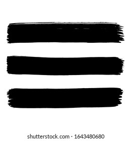 Black brush stroke and texture. Grunge vector abstract hand - painted element. Underline and border design.
