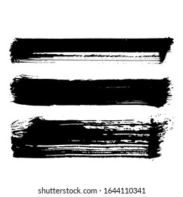 Black brush stroke and texture. Grunge vector abstract hand - painted element. Underline and border design.