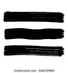 Black brush stroke and texture. Grunge vector abstract hand - painted element. Underline and border design.