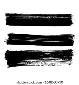 Black brush stroke and texture. Grunge vector abstract hand - painted element. Underline and border design.