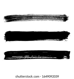 Black brush stroke and texture. Grunge vector abstract hand - painted element. Underline and border design.