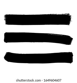 Black brush stroke and texture. Grunge vector abstract hand - painted element. Underline and border design.