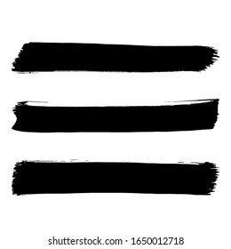 Black brush stroke and texture. Grunge vector abstract hand - painted element. Underline and border design.