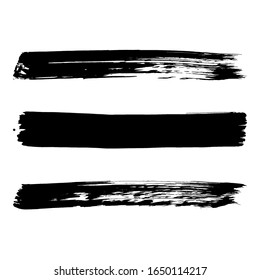 Black brush stroke and texture. Grunge vector abstract hand - painted element. Underline and border design.