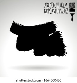 Black brush stroke and texture. Grunge vector abstract hand - painted element. Underline and border design.