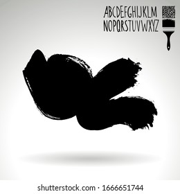 Black brush stroke and texture. Grunge vector abstract hand - painted element. Underline and border design.