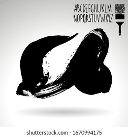 Black brush stroke and texture. Grunge vector abstract hand - painted element. Underline and border design.