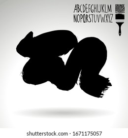 Black brush stroke and texture. Grunge vector abstract hand - painted element. Underline and border design.