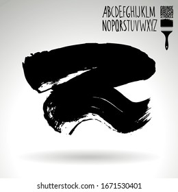 Black brush stroke and texture. Grunge vector abstract hand - painted element. Underline and border design.