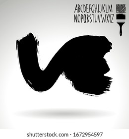 Black brush stroke and texture. Grunge vector abstract hand - painted element. Underline and border design.