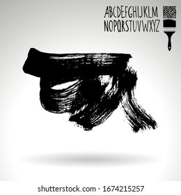 Pincel negro y textura. Grunge vectorial abstracto de la mano - elemento pintado. Diseño de subrayado y borde.