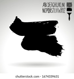 Black brush stroke and texture. Grunge vector abstract hand - painted element. Underline and border design.