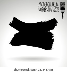Black brush stroke and texture. Grunge vector abstract hand - painted element. Underline and border design.