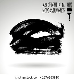 Black brush stroke and texture. Grunge vector abstract hand - painted element. Underline and border design.