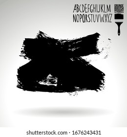 Black brush stroke and texture. Grunge vector abstract hand - painted element. Underline and border design.