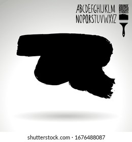 Black brush stroke and texture. Grunge vector abstract hand - painted element. Underline and border design.