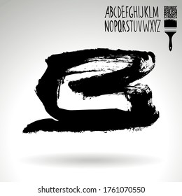 Black brush stroke and texture. Grunge vector abstract hand - painted element. Underline and border design.
