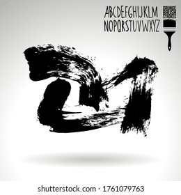 Black brush stroke and texture. Grunge vector abstract hand - painted element. Underline and border design.
