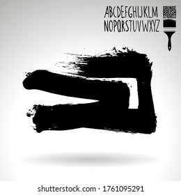 Black brush stroke and texture. Grunge vector abstract hand - painted element. Underline and border design.