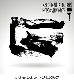 Black brush stroke and texture. Grunge vector abstract hand - painted element. Underline and border design.