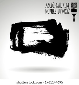 Black brush stroke and texture. Grunge vector abstract hand - painted element. Underline and border design.