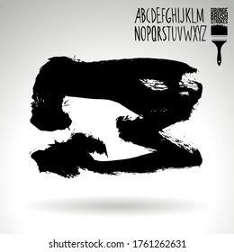 Black brush stroke and texture. Grunge vector abstract hand - painted element. Underline and border design.