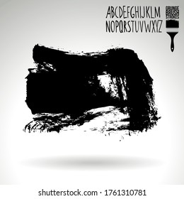 Trazo y textura de pincel negro. Grunge vector abstracto mano - elemento pintado. Diseño de subrayado y borde.