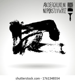 Trazo y textura de pincel negro. Grunge vector abstracto mano - elemento pintado. Diseño de subrayado y borde.