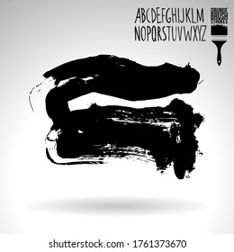 Schwarzer Pinselstrich und Textur. farbige, abstrakte, farbige Vektorgrafik - lackiertes Element. Unterstreichen und Grenzdesign.