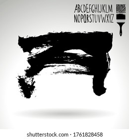 Black brush stroke and texture. Grunge vector abstract hand - painted element. Underline and border design.