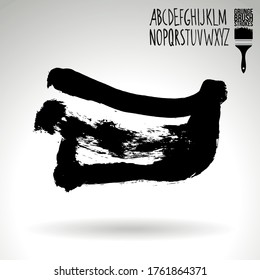 Black brush stroke and texture. Grunge vector abstract hand - painted element. Underline and border design.