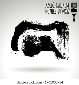 Black brush stroke and texture. Grunge vector abstract hand - painted element. Underline and border design.