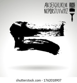 Black brush stroke and texture. Grunge vector abstract hand - painted element. Underline and border design.
