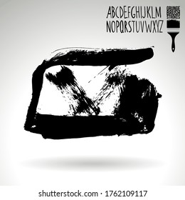 Black brush stroke and texture. Grunge vector abstract hand - painted element. Underline and border design.