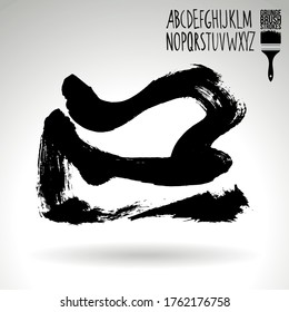Trazo y textura de pincel negro. Grunge vector abstracto mano - elemento pintado. Diseño de subrayado y borde.